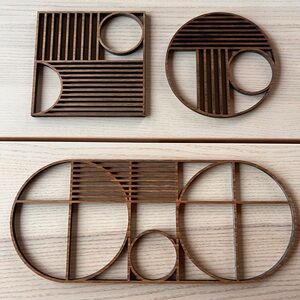 Geometric Wooden trivet Set